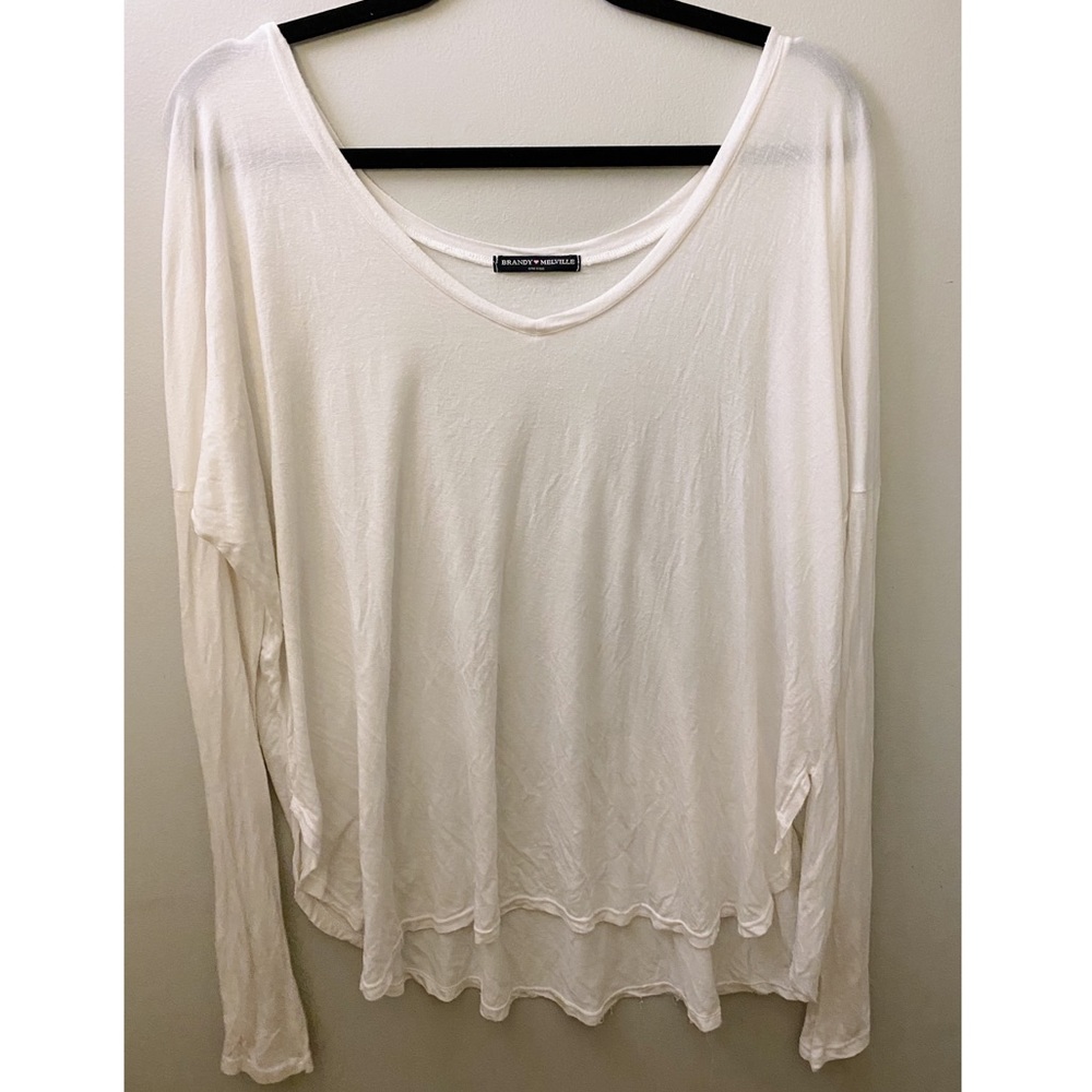 Brandy Melville White Soft Long Sleeve Shirt